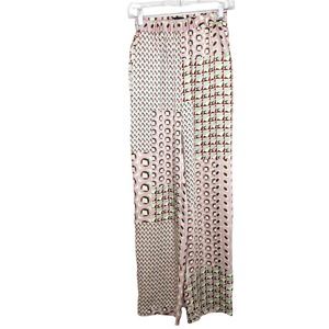 Zara Geometric Pink Green Pull On Pants Art to Wear Size S